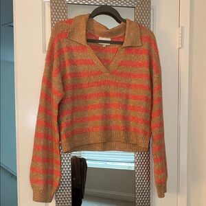 Striped Tan and Pink Women's Sweater